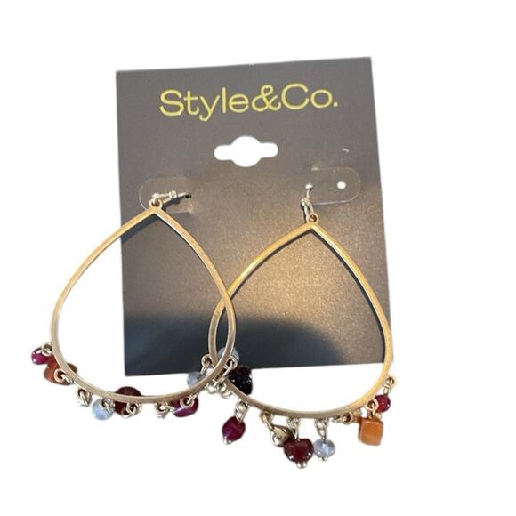 Style & Co. Red Beaded Teardrop Dangle Earrings - Picture 5 of 6